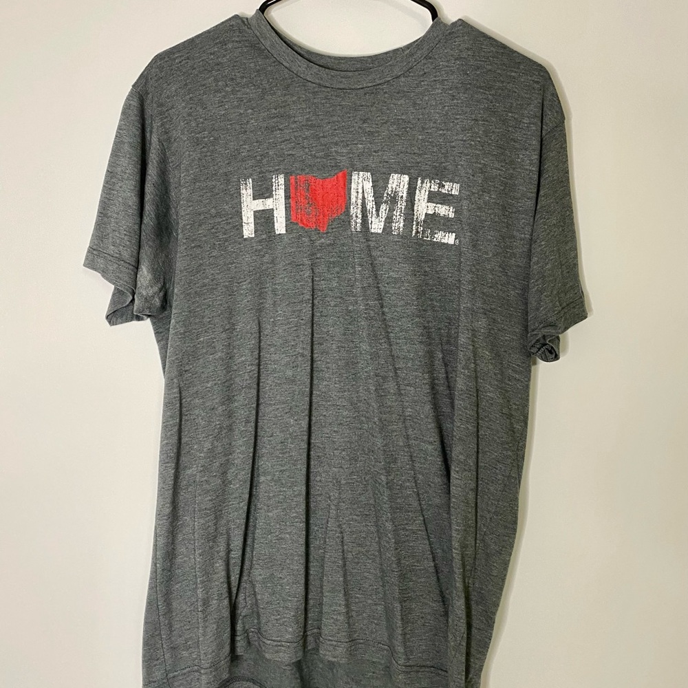 Unisex Gray Ohio Proud T-Shirt Size Large